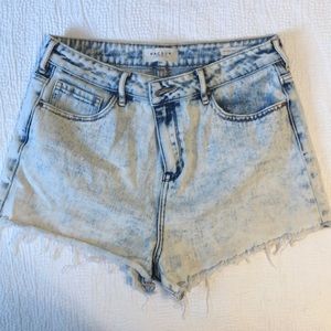 High waisted acid wash shorts